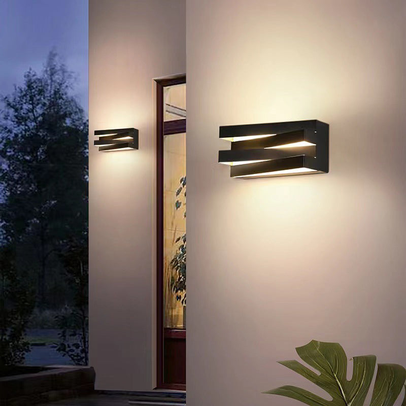 Contemporary Creative Iron Rectangular Up And Down LED Wall Sconce Lamp For Hallway