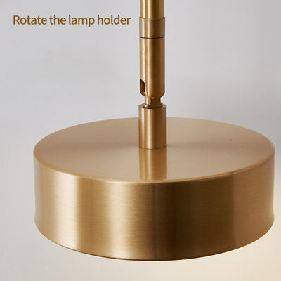 Applique murale LED rotative ronde en acrylique et cuivre de style moderne mi-siècle pour chevet 