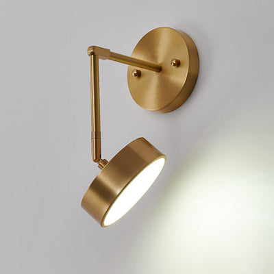 Applique murale LED rotative ronde en acrylique et cuivre de style moderne mi-siècle pour chevet 