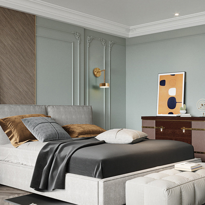 Applique murale LED rotative ronde en acrylique et cuivre de style moderne mi-siècle pour chevet 