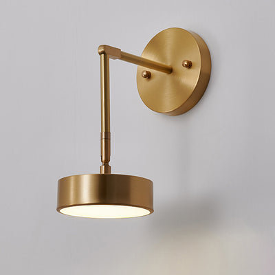 Applique murale LED rotative ronde en acrylique et cuivre de style moderne mi-siècle pour chevet 