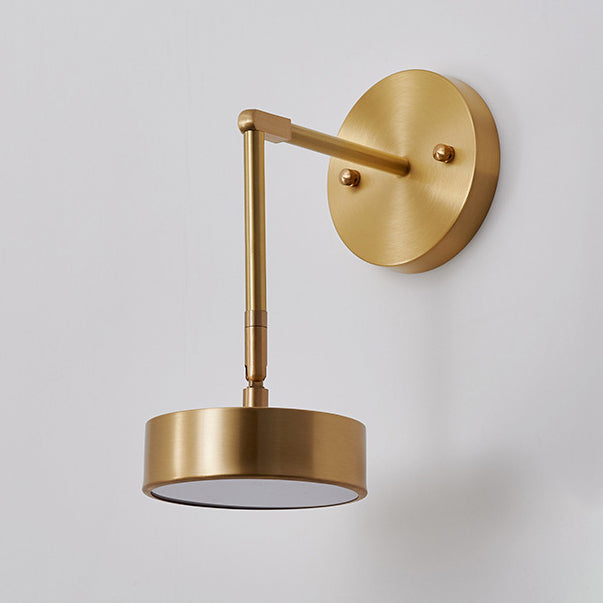 Applique murale LED rotative ronde en acrylique et cuivre de style moderne mi-siècle pour chevet 