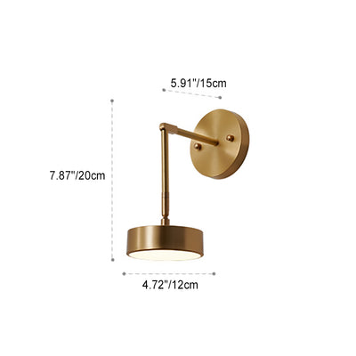 Applique murale LED rotative ronde en acrylique et cuivre de style moderne mi-siècle pour chevet 