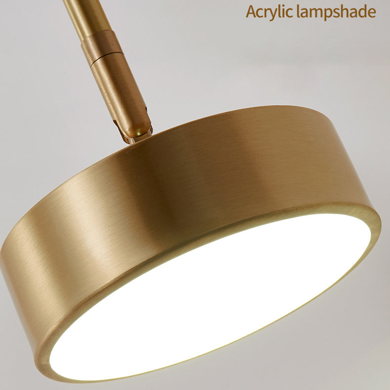Applique murale LED rotative ronde en acrylique et cuivre de style moderne mi-siècle pour chevet 