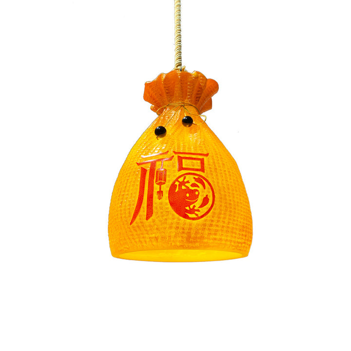 Contemporary Creative Resin Hemp Rope Money Bag Dollar Sign 1-Light Pendant Light For Dining Room