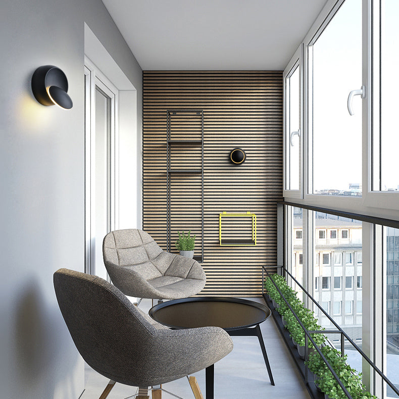 Applique murale LED rotative ronde Eclipse en fer nordique contemporain pour chevet 