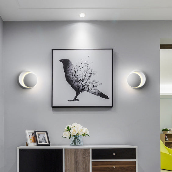 Applique murale LED rotative ronde Eclipse en fer nordique contemporain pour chevet 