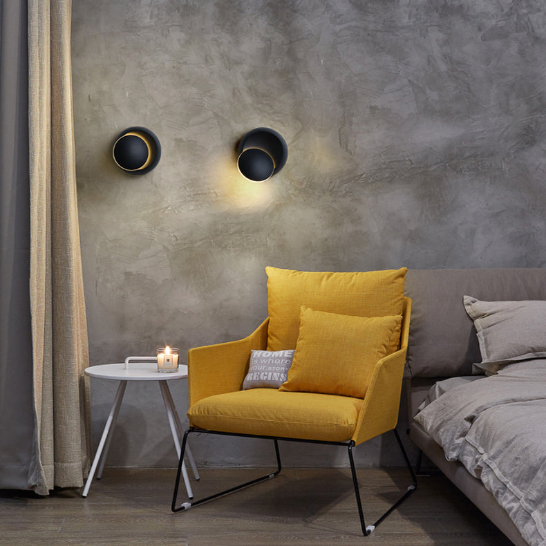 Applique murale LED rotative ronde Eclipse en fer nordique contemporain pour chevet 