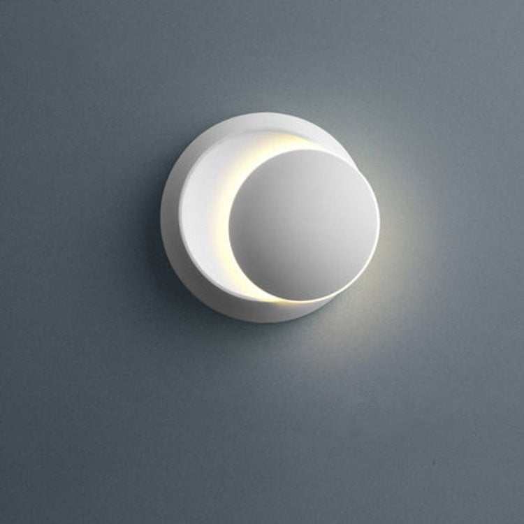 Applique murale LED rotative ronde Eclipse en fer nordique contemporain pour chevet 