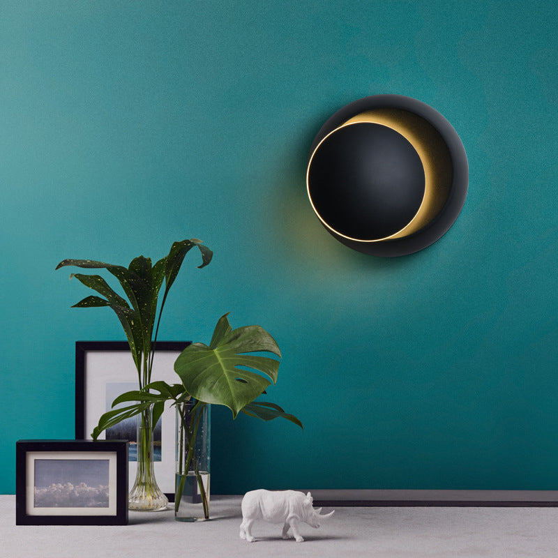 Applique murale LED rotative ronde Eclipse en fer nordique contemporain pour chevet 