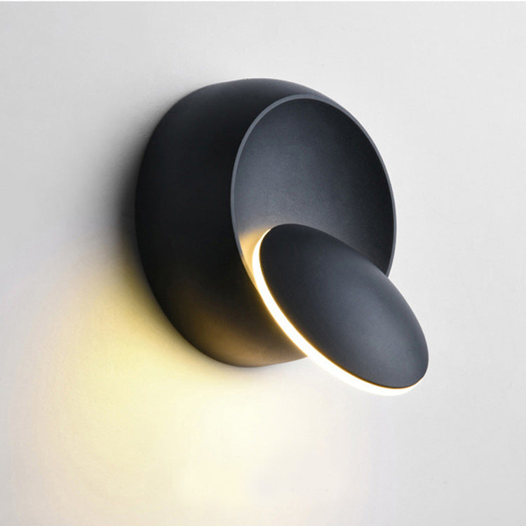 Applique murale LED rotative ronde Eclipse en fer nordique contemporain pour chevet 