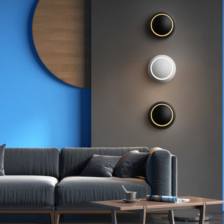 Applique murale LED rotative ronde Eclipse en fer nordique contemporain pour chevet 