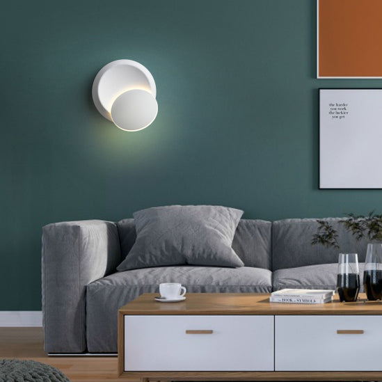 Applique murale LED rotative ronde Eclipse en fer nordique contemporain pour chevet 