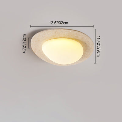 Zeitgenössische nordische Travertin-Kunststoff-Kopfsteinpflaster-elliptische LED-Unterputz-Deckenleuchte für Wohnzimmer 
