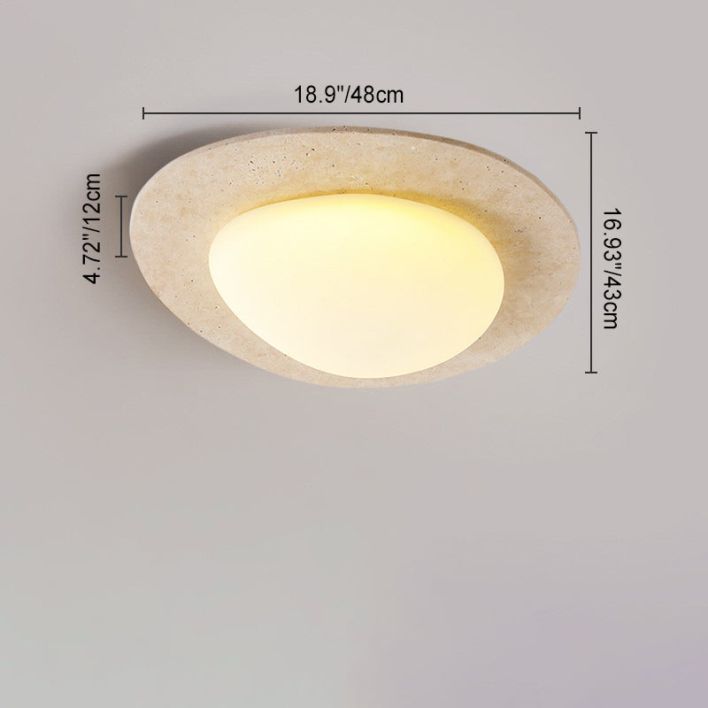 Zeitgenössische nordische Travertin-Kunststoff-Kopfsteinpflaster-elliptische LED-Unterputz-Deckenleuchte für Wohnzimmer 