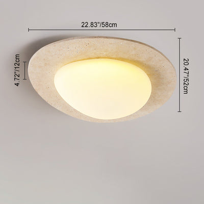 Zeitgenössische nordische Travertin-Kunststoff-Kopfsteinpflaster-elliptische LED-Unterputz-Deckenleuchte für Wohnzimmer 