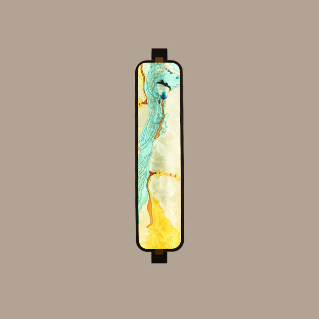 Aplique de pared LED de esmalte rectangular de hierro, latón y vidrio chino tradicional para mesita de noche 