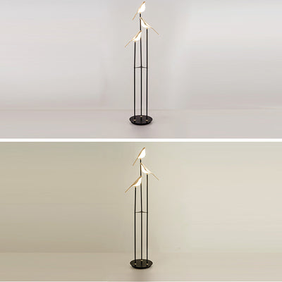 Contemporary Creative Zinc Alloy Acrylic Bird Adjustable LED Standing Floor Lamp For Living Room