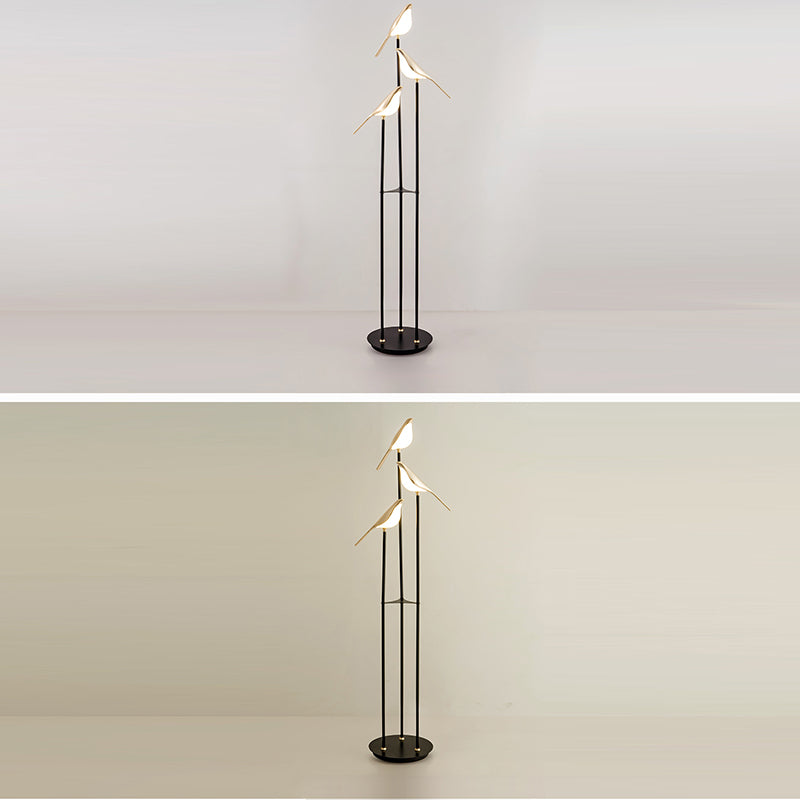 Contemporary Creative Zinc Alloy Acrylic Bird Adjustable LED Standing Floor Lamp For Living Room