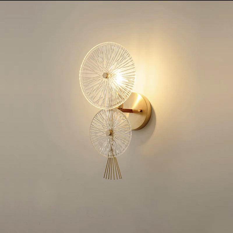 Moderne Mid-century Eisen Glas Runde Streak 1-Licht Wandleuchte Lampe für Wohnzimmer 