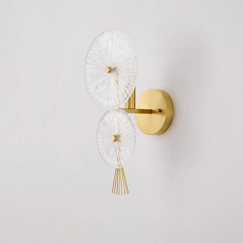 Moderne Mid-century Eisen Glas Runde Streak 1-Licht Wandleuchte Lampe für Wohnzimmer 