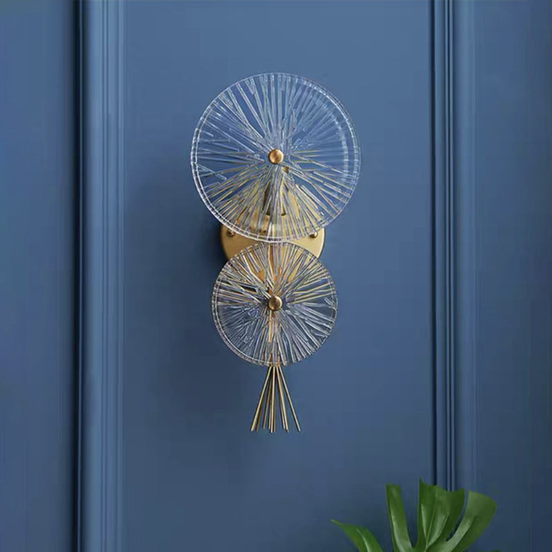 Moderne Mid-century Eisen Glas Runde Streak 1-Licht Wandleuchte Lampe für Wohnzimmer 
