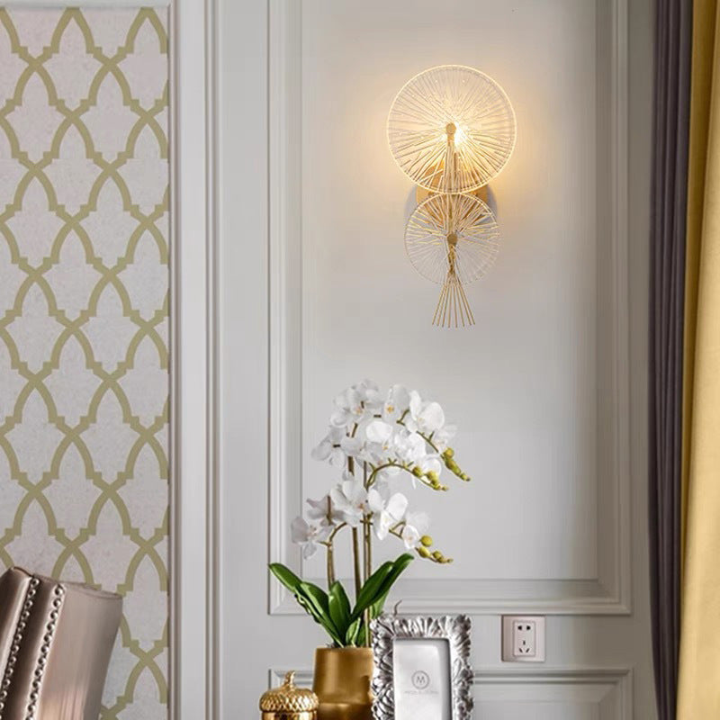 Moderne Mid-century Eisen Glas Runde Streak 1-Licht Wandleuchte Lampe für Wohnzimmer 