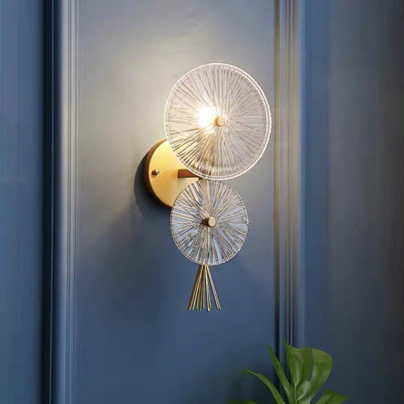 Moderne Mid-century Eisen Glas Runde Streak 1-Licht Wandleuchte Lampe für Wohnzimmer 