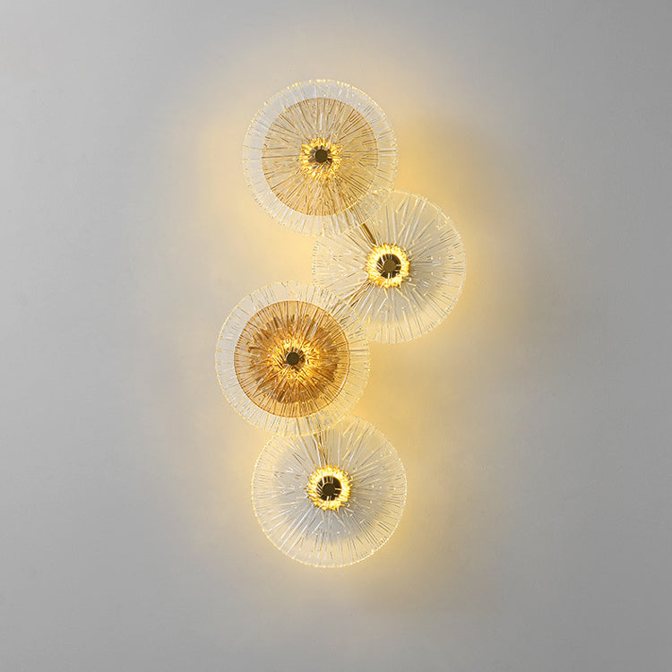 Moderne Mid-century Eisen Glas Runde Streak Lotus Blatt LED Wand Leuchte Lampe Für Wohnzimmer 