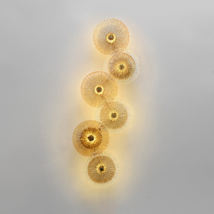 Moderne Mid-century Eisen Glas Runde Streak Lotus Blatt LED Wand Leuchte Lampe Für Wohnzimmer 
