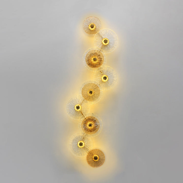 Moderne Mid-century Eisen Glas Runde Streak Lotus Blatt LED Wand Leuchte Lampe Für Wohnzimmer 