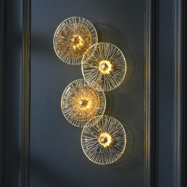 Moderne Mid-century Eisen Glas Runde Streak Lotus Blatt LED Wand Leuchte Lampe Für Wohnzimmer 