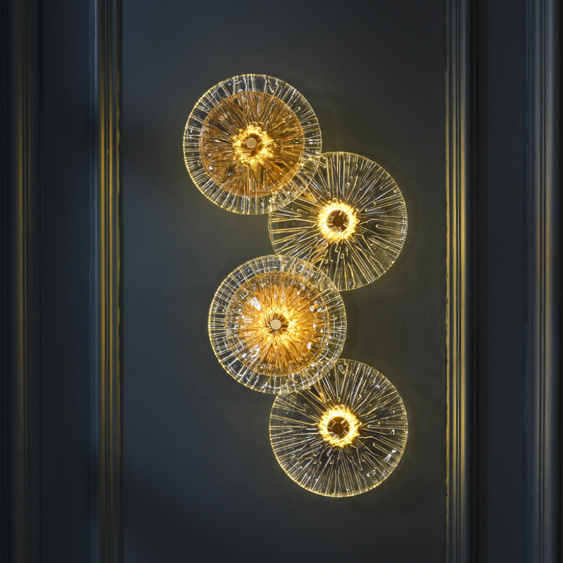 Moderne Mid-century Eisen Glas Runde Streak Lotus Blatt LED Wand Leuchte Lampe Für Wohnzimmer 
