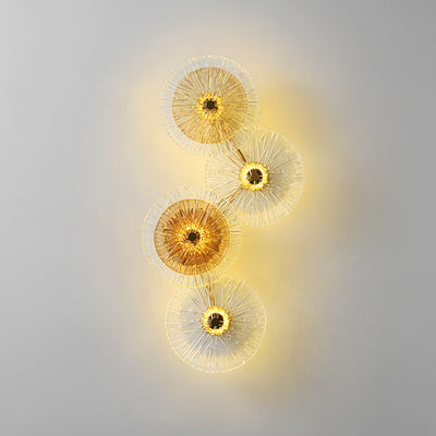 Moderne Mid-century Eisen Glas Runde Streak Lotus Blatt LED Wand Leuchte Lampe Für Wohnzimmer 
