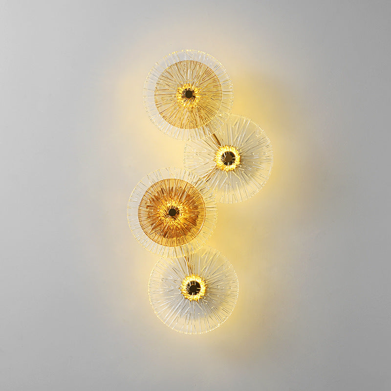 Moderne Mid-century Eisen Glas Runde Streak Lotus Blatt LED Wand Leuchte Lampe Für Wohnzimmer 