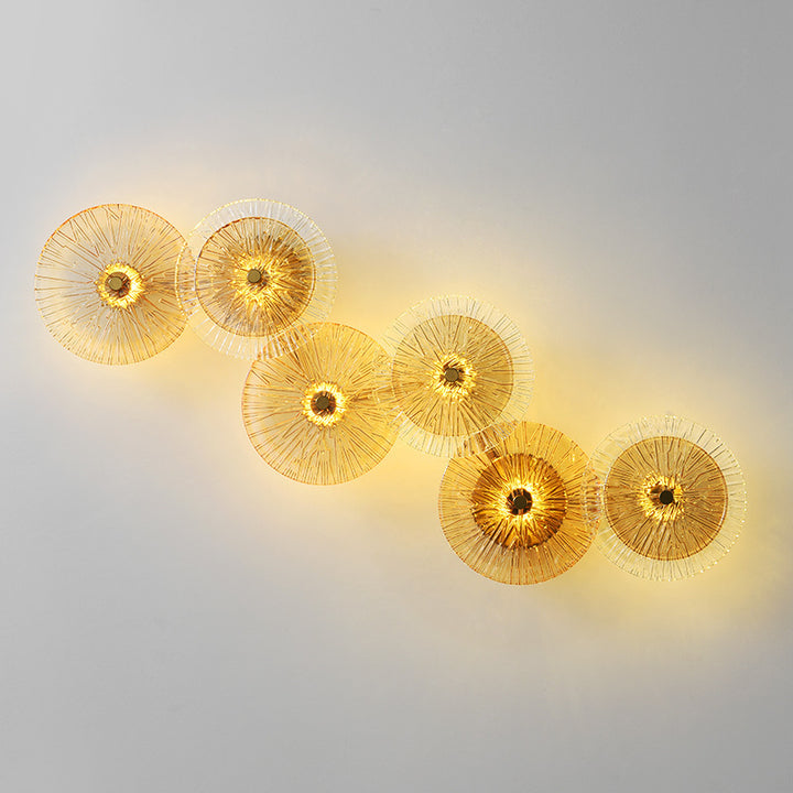 Moderne Mid-century Eisen Glas Runde Streak Lotus Blatt LED Wand Leuchte Lampe Für Wohnzimmer 
