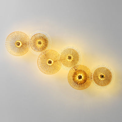 Moderne Mid-century Eisen Glas Runde Streak Lotus Blatt LED Wand Leuchte Lampe Für Wohnzimmer 