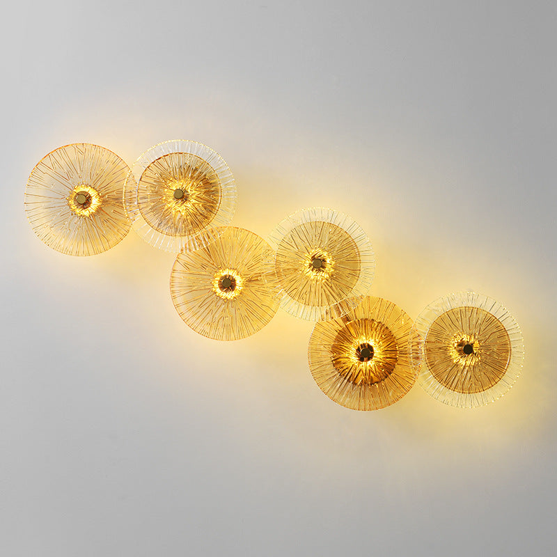 Moderne Mid-century Eisen Glas Runde Streak Lotus Blatt LED Wand Leuchte Lampe Für Wohnzimmer 