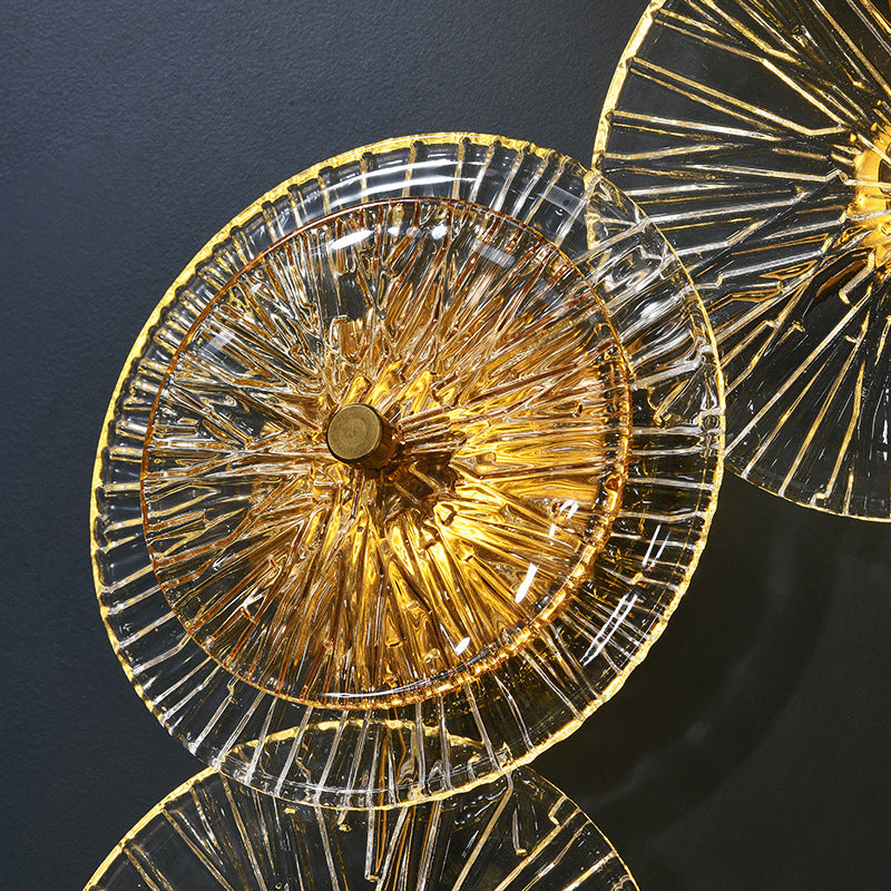 Moderne Mid-century Eisen Glas Runde Streak Lotus Blatt LED Wand Leuchte Lampe Für Wohnzimmer 
