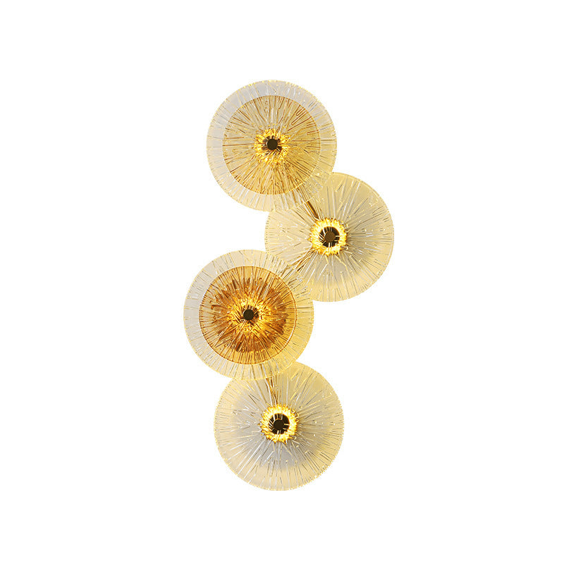 Moderne Mid-century Eisen Glas Runde Streak Lotus Blatt LED Wand Leuchte Lampe Für Wohnzimmer 
