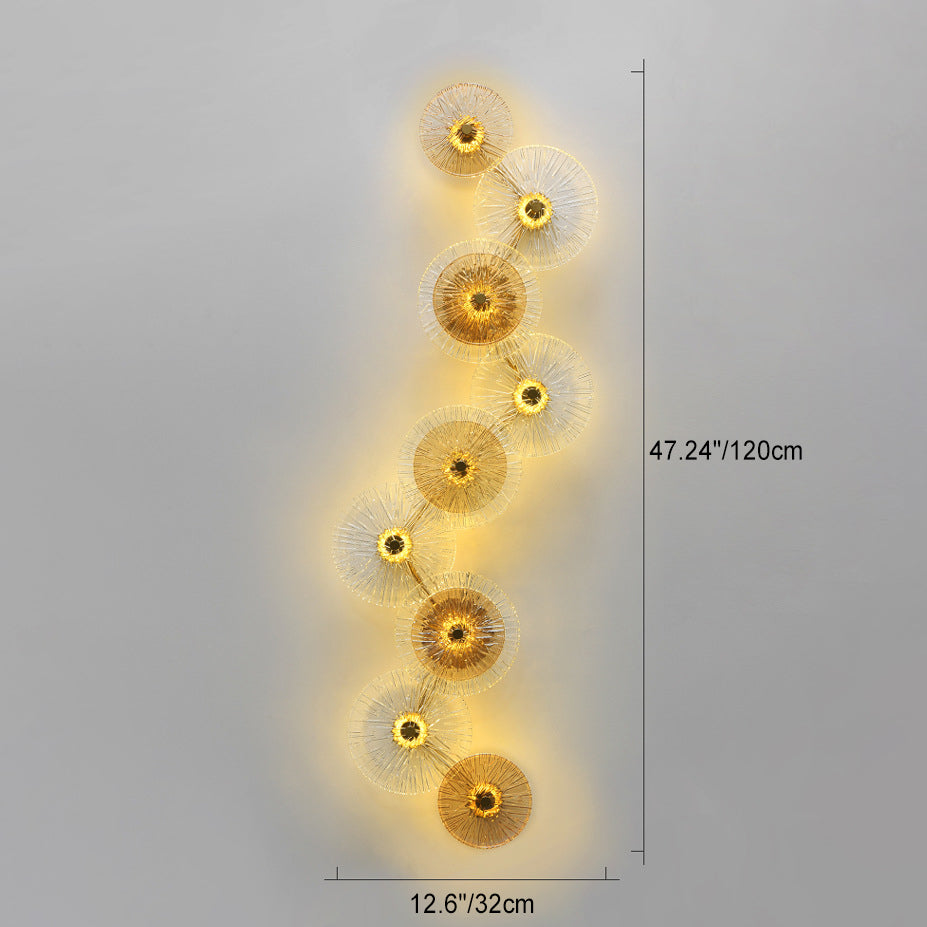 Moderne Mid-century Eisen Glas Runde Streak Lotus Blatt LED Wand Leuchte Lampe Für Wohnzimmer 