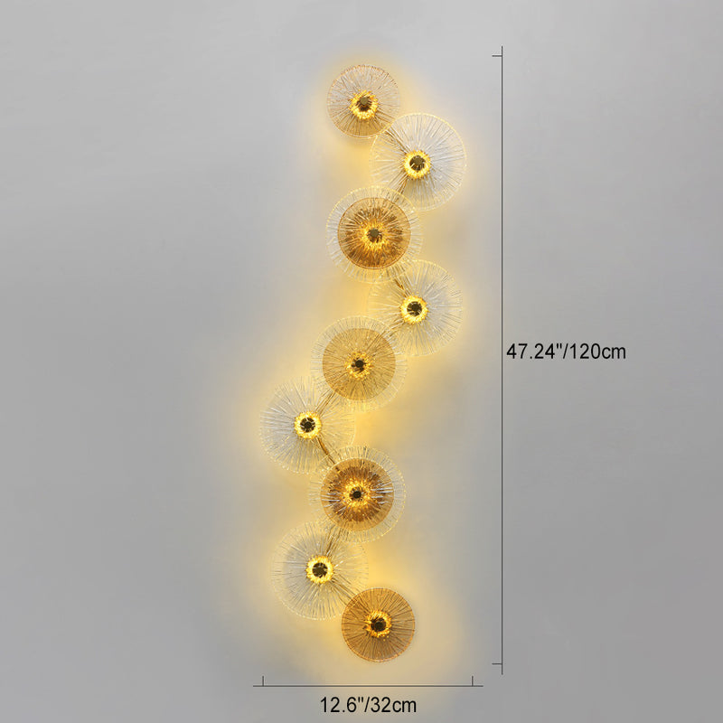 Moderne Mid-century Eisen Glas Runde Streak Lotus Blatt LED Wand Leuchte Lampe Für Wohnzimmer 