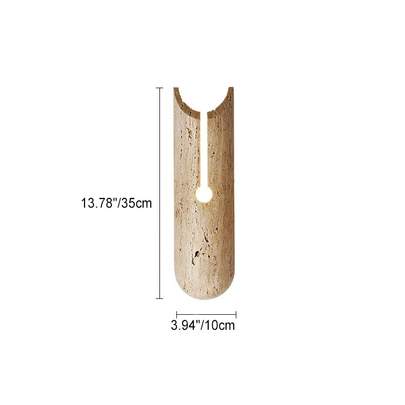Applique murale elliptique 1-lumière en travertin naturel japonais traditionnel pour couloir 