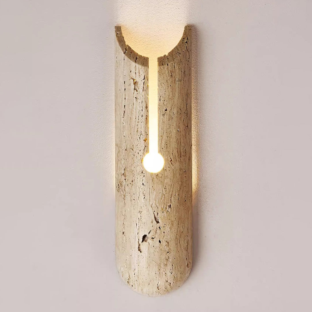 Applique murale elliptique 1-lumière en travertin naturel japonais traditionnel pour couloir 