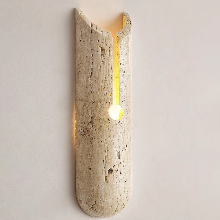 Applique murale elliptique 1-lumière en travertin naturel japonais traditionnel pour couloir 
