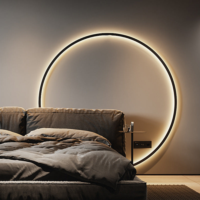Modern Minimalist Round Aluminum Silica USB Plug LED Wall Sconce Lamp For Bedside