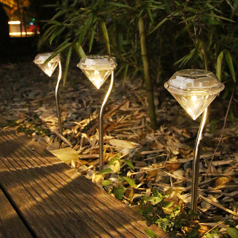 إضاءة خارجية للحديقة من نوع LED بتصميم آرت ديكو الحديث المقاوم للماء على شكل قضيب مثني من الألماس مصنوعة من الأكريليك ABS والفولاذ المقاوم للصدأ 