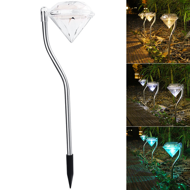 إضاءة خارجية للحديقة من نوع LED بتصميم آرت ديكو الحديث المقاوم للماء على شكل قضيب مثني من الألماس مصنوعة من الأكريليك ABS والفولاذ المقاوم للصدأ 