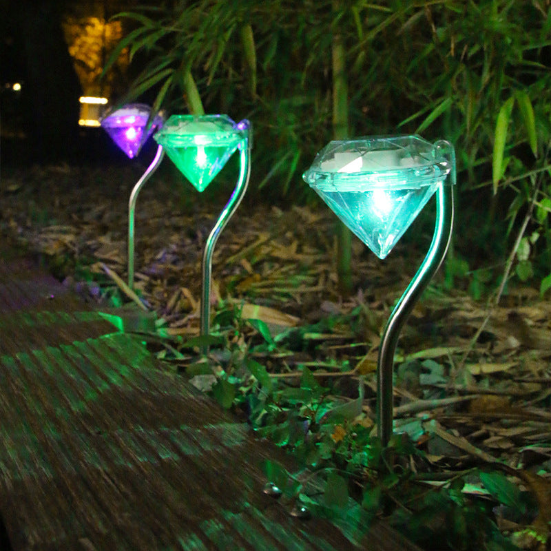 إضاءة خارجية للحديقة من نوع LED بتصميم آرت ديكو الحديث المقاوم للماء على شكل قضيب مثني من الألماس مصنوعة من الأكريليك ABS والفولاذ المقاوم للصدأ 