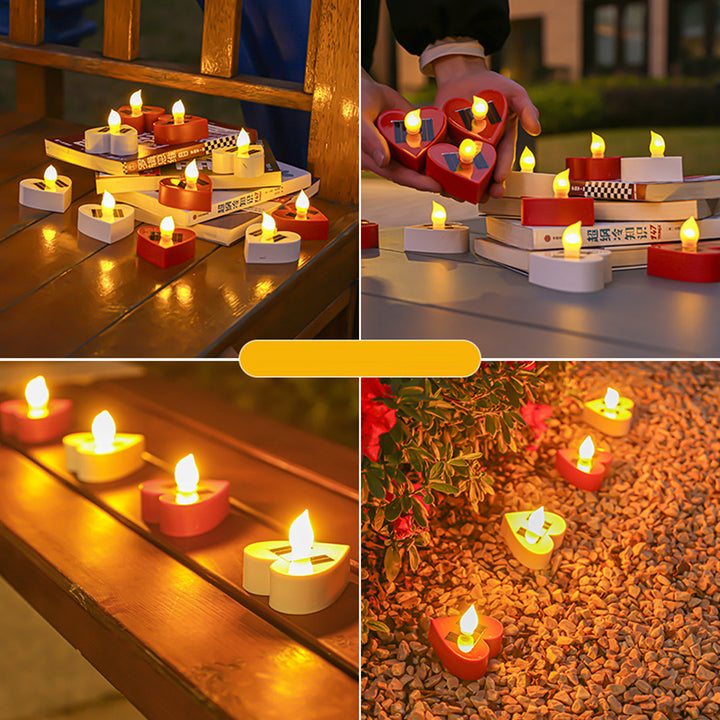 Simplicité Moderne Solaire Étanche ABS Silice Bougie Ronde Cœur LED Éclairage Paysager Lumière Extérieure Pour Jardin 